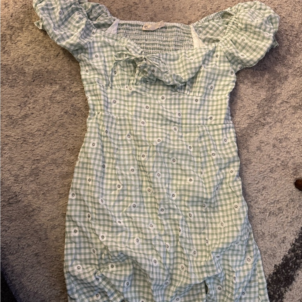 Elegant Green Gingham Dress
